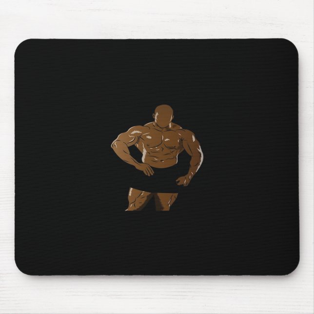 Tapis De Souris Bodybuilder En Pose - Force Et Pion Pour Bodybu (Devant)
