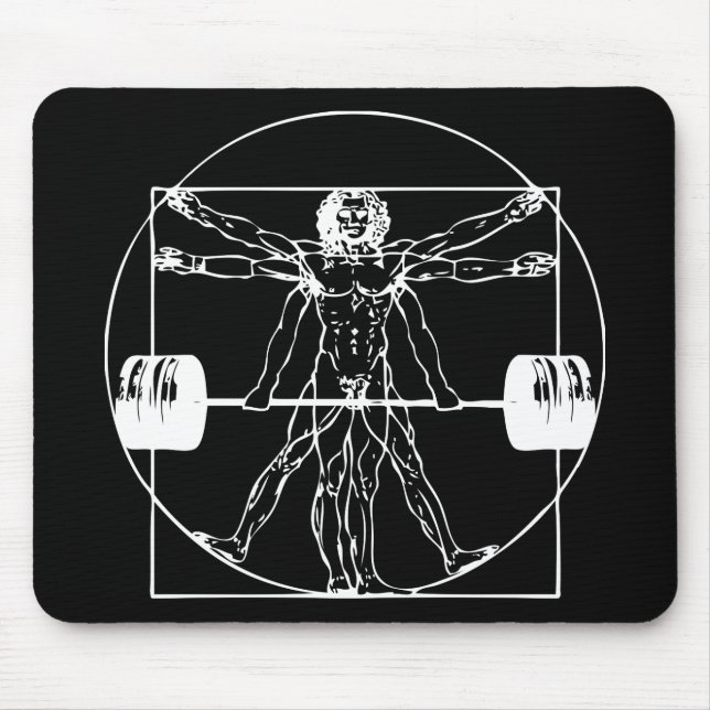 Tapis De Souris Bodybuilding - Vitruvian Barbell Man (Devant)