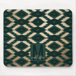 Tapis De Souris Bohême Gold Forest Green Ikat Motif