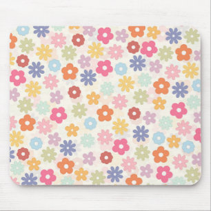 Tapis De Souris Boho 70's Retro Daisy Flowers