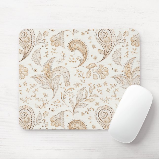 Tapis De Souris Boho Bohème Crème Paisley (Avec souris)
