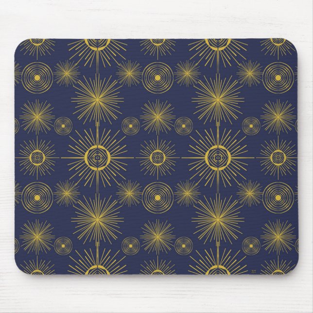 Tapis De Souris Boho Celestial Sun Stars Motif bleu (Devant)