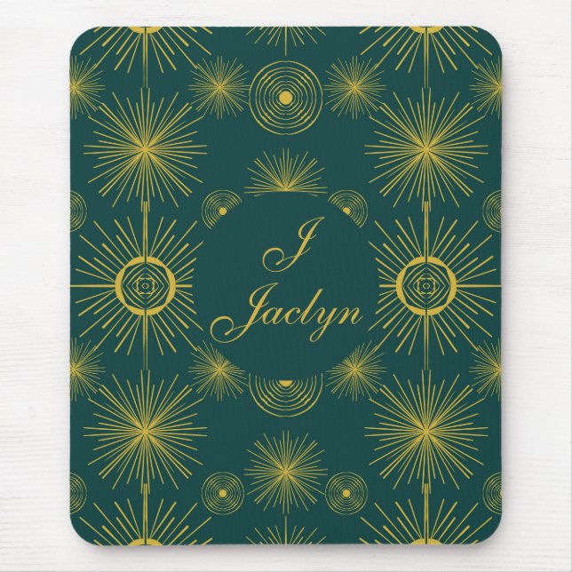 Tapis De Souris Boho Celestial Sun Stars Vert Turquoise (Devant)