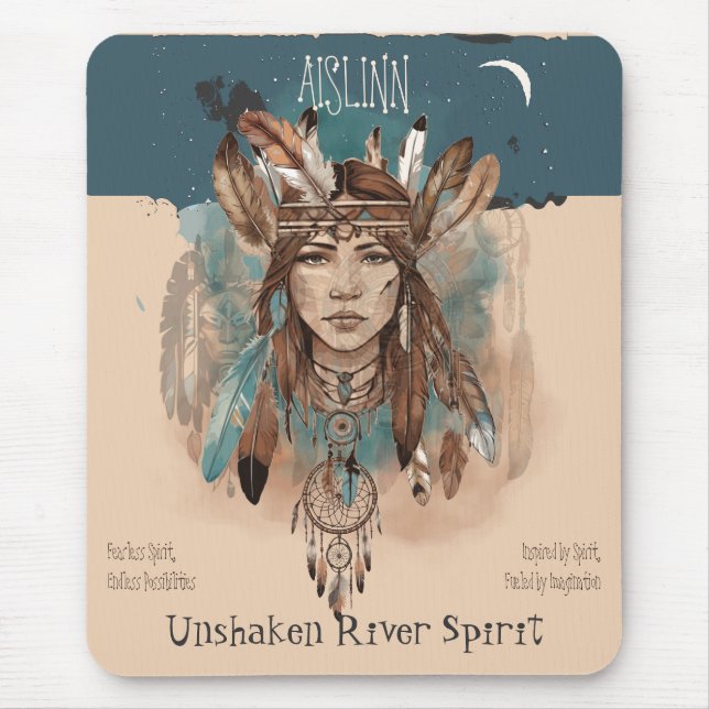 Tapis De Souris Boho Chic Fearless Artwork avec arête de règle (Devant)