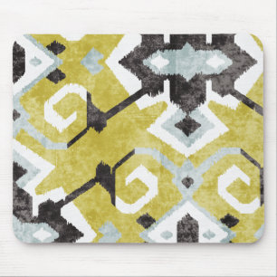 Tapis De Souris Boho chic jaune ikat motif tribal monogramme