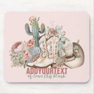 Tapis De Souris Boho désert cowgirl cowboy bottes de cowboy casque
