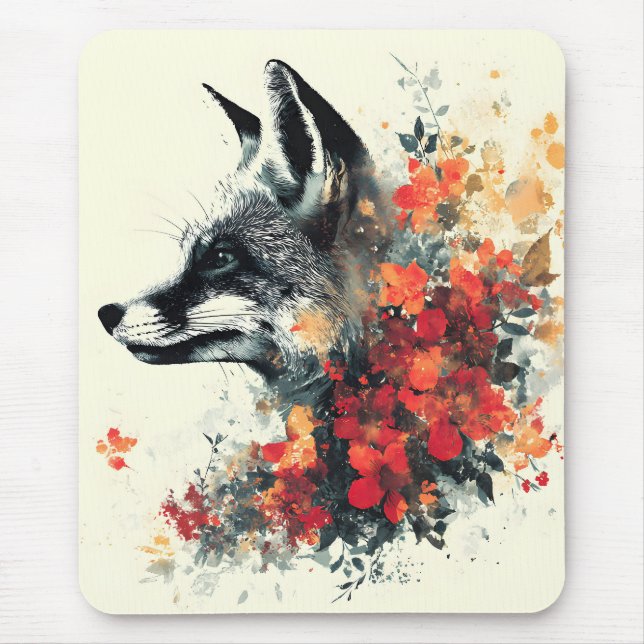 Tapis De Souris Boho Floral Fox Faune Nature (Devant)