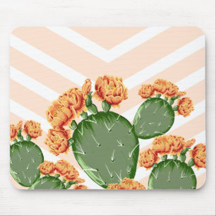 Tapis De Souris Boho Flower Prickly Pear Cactus & Chevrons