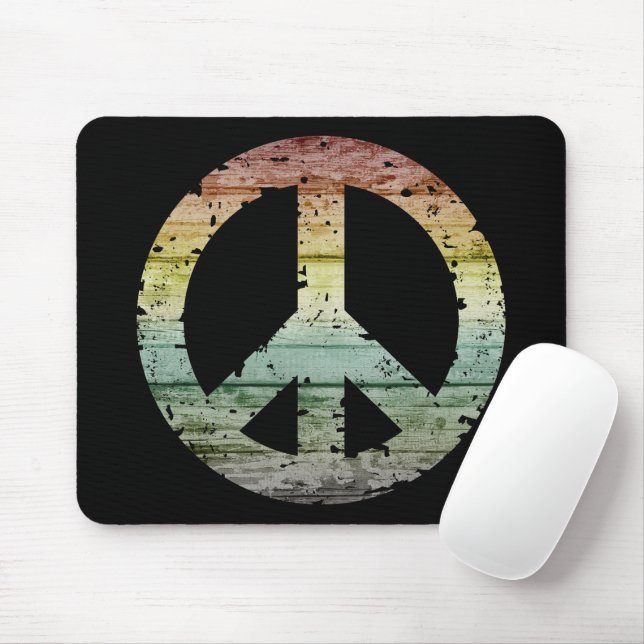 Tapis De Souris Boho Hippy 60s 70s Peace Sign (Avec souris)