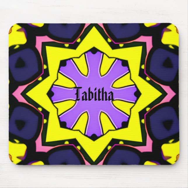 Tapis De Souris Boho jaune, violet, bleu, rose design. (Devant)
