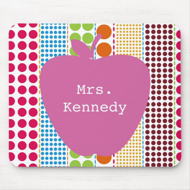 Tapis De Souris Boho pointille le professeur rose d'Apple (Devant)
