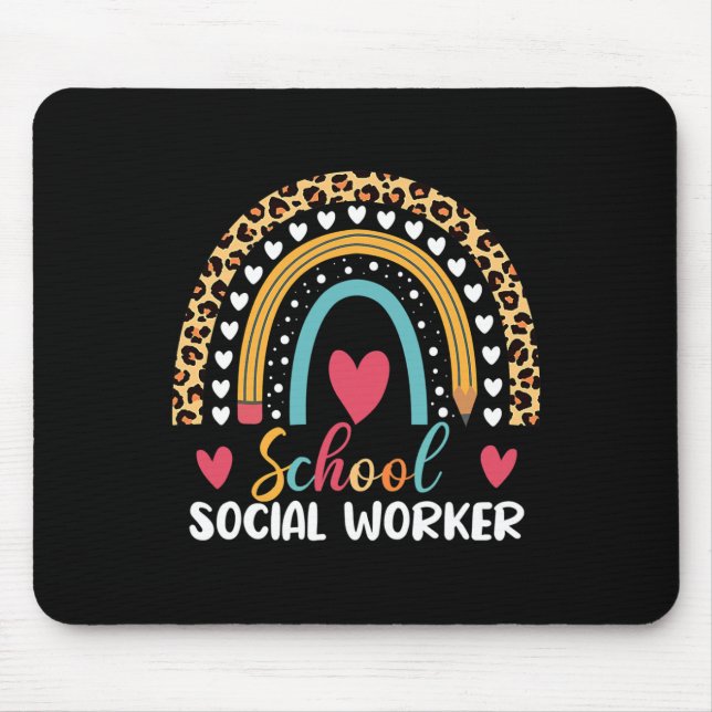 Tapis De Souris Boho Rainbow School Social Worker (Devant)