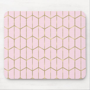 Tapis De Souris Boho Rose Hexagone Or et Glam Géométrique