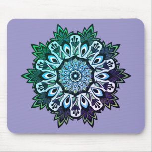 Tapis De Souris Boho Sage Vert Fleur Mandala