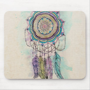 Tapis De Souris Boho Watercolor Mandala Dreamcatcher