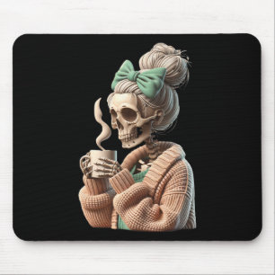 Tapis De Souris Boire Du Café Skull Skeleton Pour Les Femmes Cadea