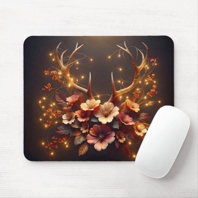 Tapis De Souris Bois De Cerfs Aux Fleurs D'Automne (Avec souris)