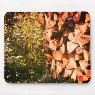 Tapis De Souris Bois de chauffage empilé Chute Nature
