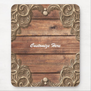 Tapis De Souris Bois de dentelle rustique vintage western ferme ma