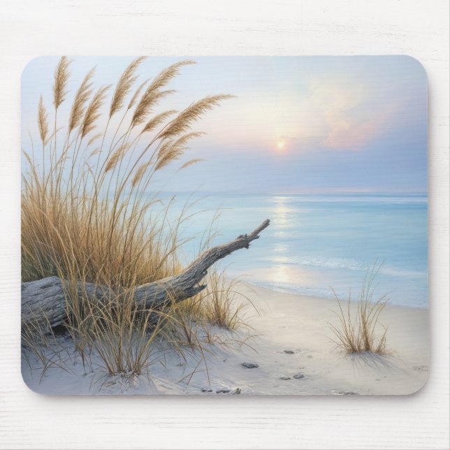Tapis De Souris Bois dur sur une plage matinale (Devant)