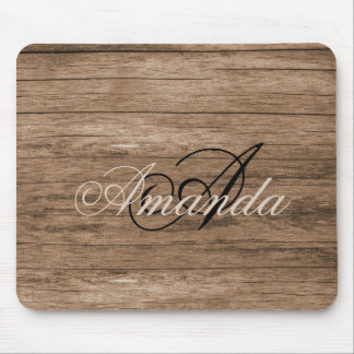 Tapis De Souris Bois rustique Conçu Monogramme Souris