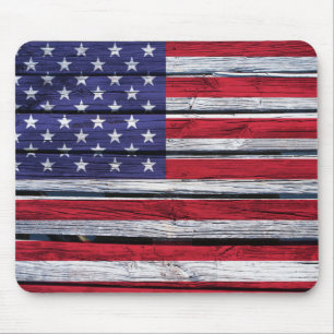 Tapis De Souris Bois rustique de drapeau américain