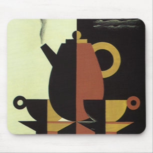 Tapis De Souris Boissons vintage Pot à café avec tasses