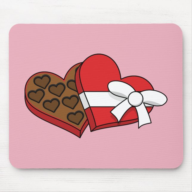 Tapis De Souris Boîte à chocolat de coeur de la Saint-Valentin (Devant)