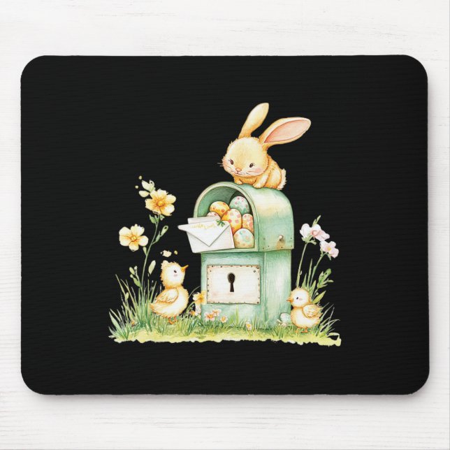 Tapis De Souris Boîte Aux Lettres Bunny Livrant Avec Oeufs (Devant)