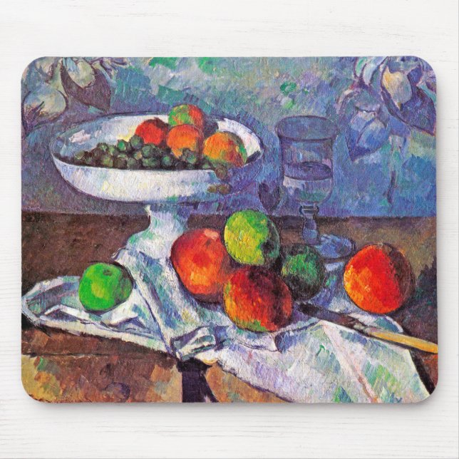 Tapis De Souris Bol à fruits, Verre et Pommes, Cézanne (Devant)