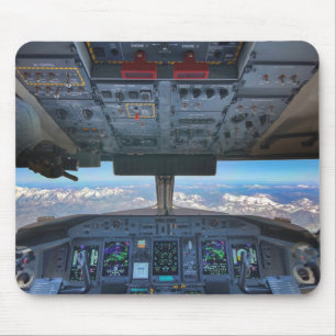 Tapis De Souris Bombardier Q400 Cockpit au-dessus des Alpes
