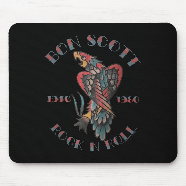 Tapis De Souris Bon Scott Rock N Roll Tattoo 1946-1980 (Devant)