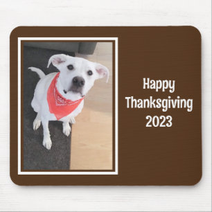 Tapis De Souris Bon thanksgiving photo de chien mignon Brown foncé