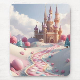 Tapis De Souris Bonbons Rose Neige Terre Fée Château