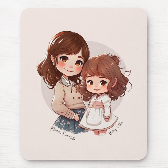 Tapis De Souris Bond adorable maman et fille (4) (Devant)