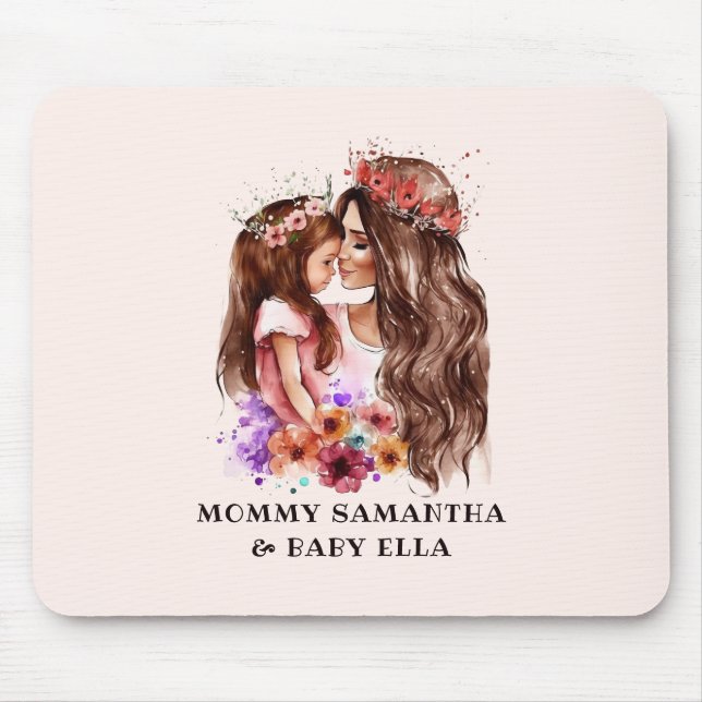 Tapis De Souris Bond adorable maman et fille (6) (Devant)