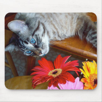 Tapis De Souris Bonheur Mousepad de la fleur du chat de Louie