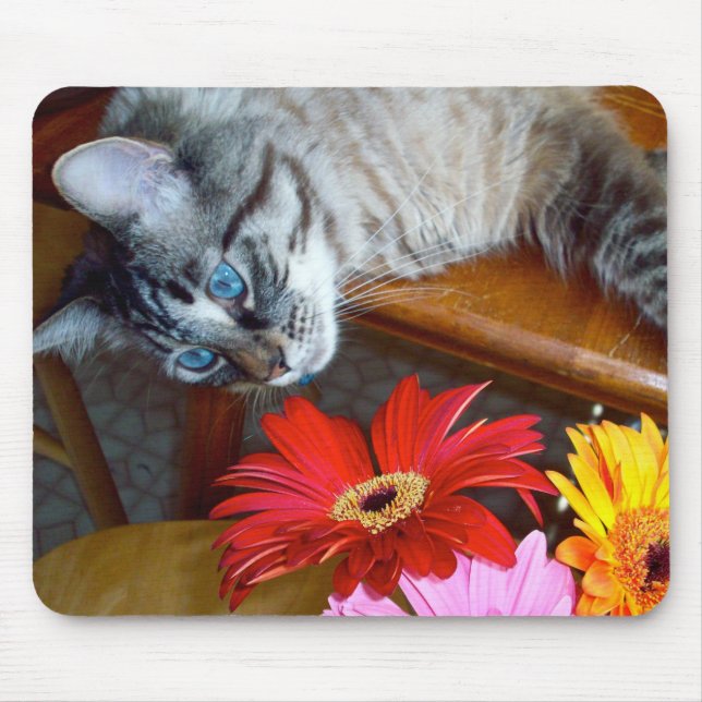 Tapis De Souris Bonheur Mousepad de la fleur du chat de Louie (Devant)