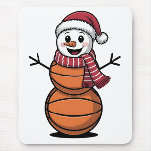 Tapis De Souris Bonhomme de neige Basketball Noël Amoureux du spor