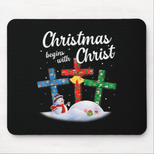 Tapis De Souris Bonhomme de neige Christ commence avec le Christ C