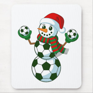 Tapis De Souris Bonhomme de neige Football Noël Amateurs de Sport