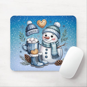 Tapis De Souris Bonhomme de neige hivernal cosy