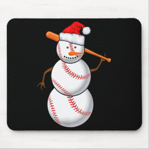 Tapis De Souris Bonhomme de neige pour fan de baseball Cadeau de N