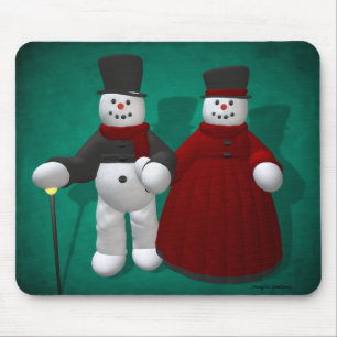 Tapis De Souris Bonhommes de neige vintages : Seigneur et Madame