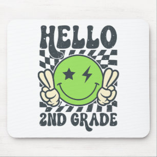 Tapis De Souris Bonjour 2e année Vibes Groovy Sourire Visage Retou