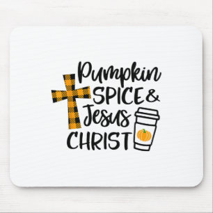 Tapis De Souris Bonjour Automne Citrouille Épice Et Jésus Christ A
