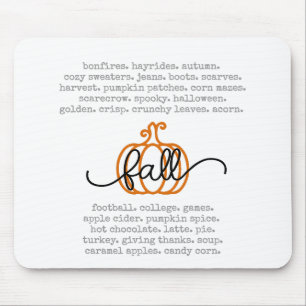 Tapis De Souris Bonjour Automne Définition Mots Citrouille Automne
