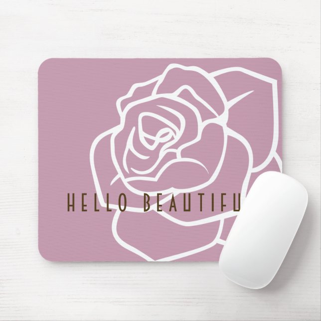 Tapis De Souris Bonjour Belle - Rose Rose Moderne Chic (Avec souris)