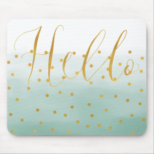 Tapis De Souris Bonjour Confettis Ombre Vert Menthe Doré