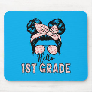 Tapis De Souris Bonjour Fille de 1ère Année avec Chignon Cheveux D